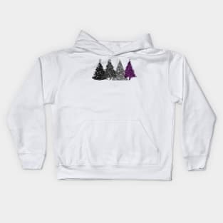 Row of Four Asexual Pride Flag Christmas Trees Vector Kids Hoodie